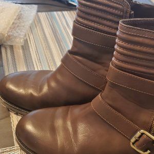 Naturalizer N5 Comfort Ankle Boots Ripple Back Buckles Brown Size 9.5 W